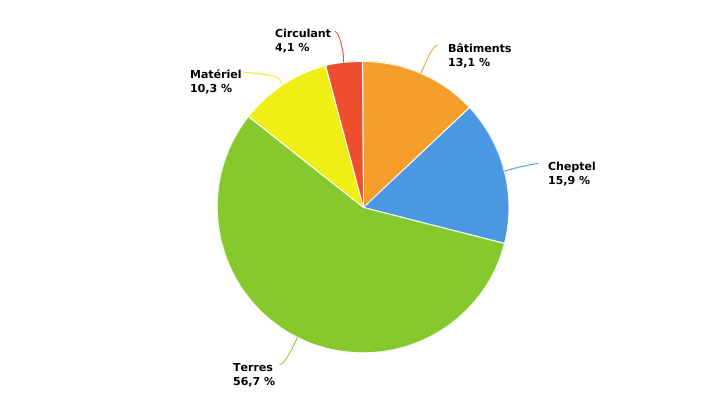 Répartition de l'actif moyen de l'exploitation wallonne en 2022