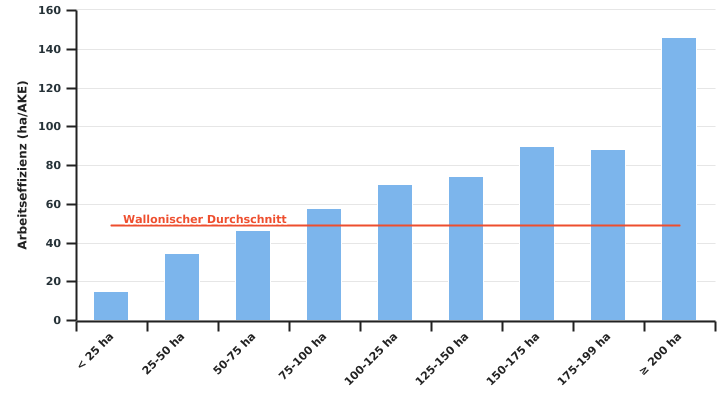 Arbeitseffizienz nach Betriebsgröße in 2020