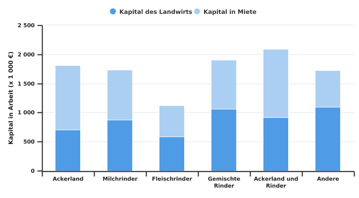 Verteilung des Kapitals wallonischer Betriebe nach BWA in 2022