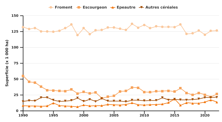 Evolution des superficies céréalières