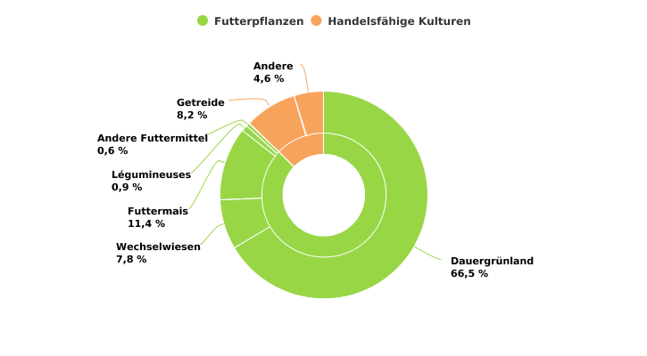 Verteilung der landwirtschaftlichen Nutzfläche von auf Milchvieh spezialisierten professionellen Betrieben im Jahr 2022