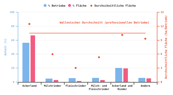 Anzahl der professionellen Betriebe, die Kartoffeln produzieren, und durchschnittliche dieser Kultur gewidmete Anbaufläche nach BWA im Jahr 2024.